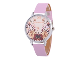 Relógio de Pulso Casual de Quartzo Estilo Coreano com Pulseira de Couro Feminino Rosa
