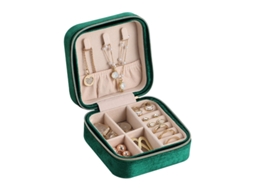 Caixa De Joias Verde 10x10x5cm Tapete
