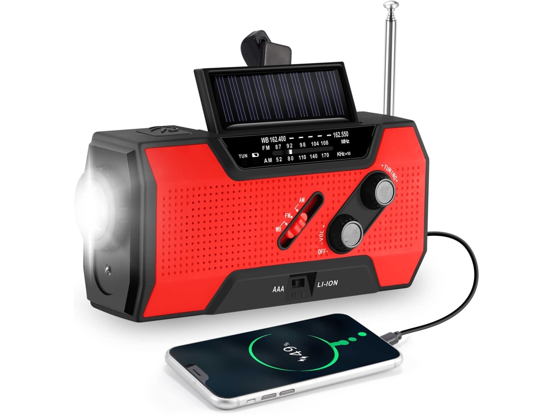 Rádio Portátil com Energia Solar e Manivela, Am/fm AQUAFORGE