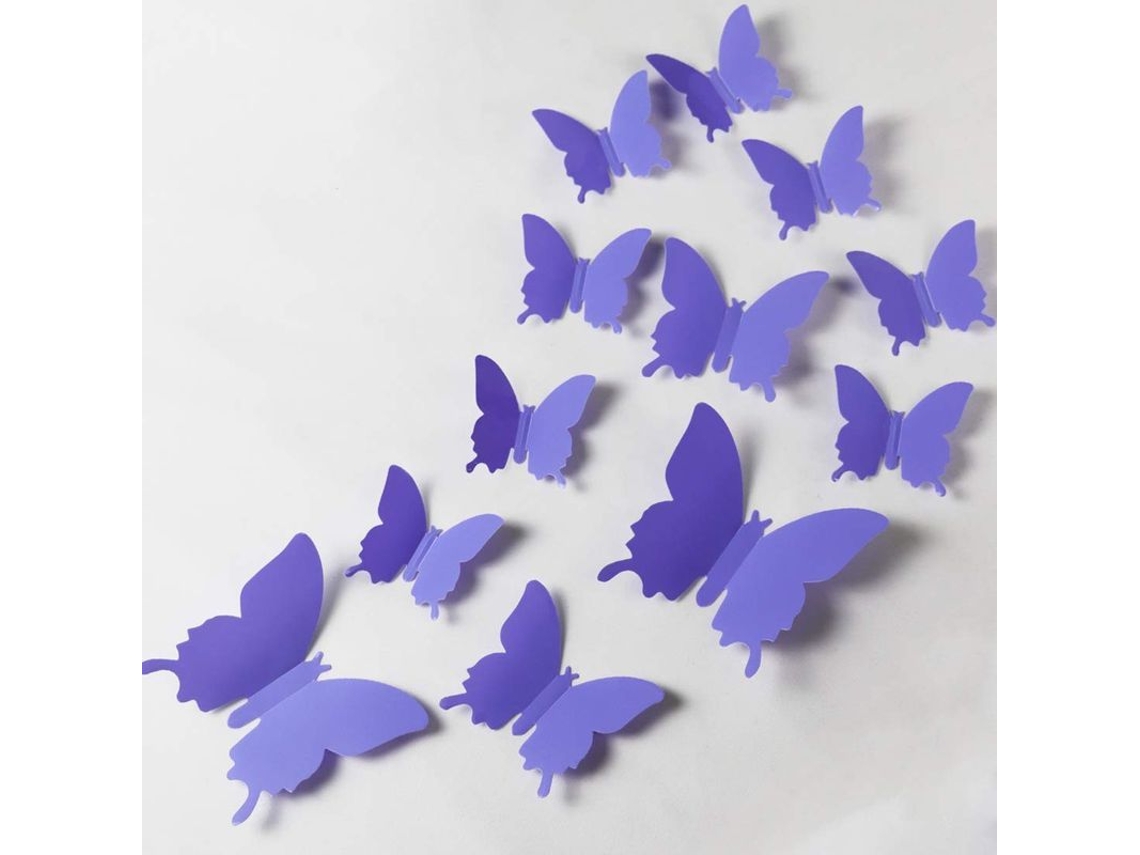 24 Pegatinas De Mariposas 3d Removibles Para Decoración De Hogar Y Habitaciones (morado)