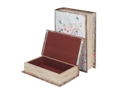 Book Flowers Box Set 2U BY SIGRIS Romantic Mdf e Pvc 7X18X27Cm Multicolor