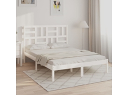 Vidaxl Estrutura De Cama 140x190 Cm Madeira Maciça Branco