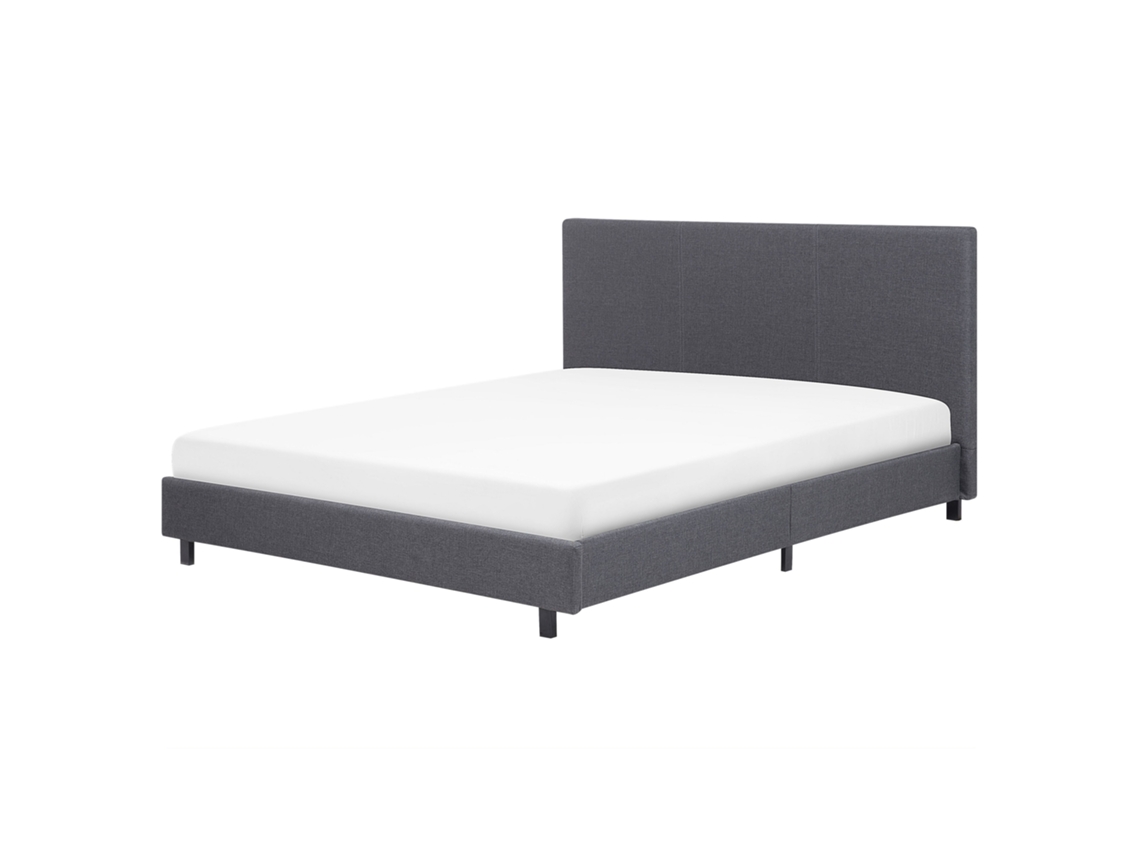 Cama de casal BELIANI Albi de Poliéster Cinzento 175x211x94
