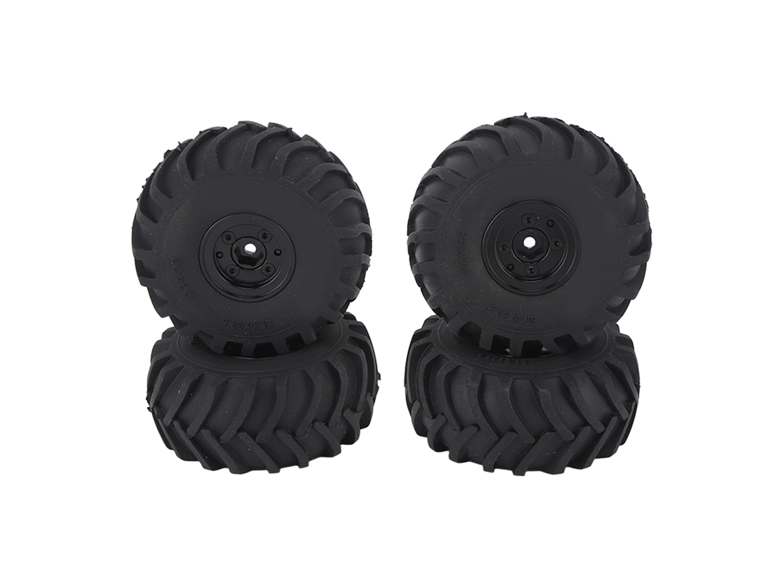 Mali 4 Pneus de Rastreamento Rc com Aro de 1 Polegada Borracha para Axial 1/24 Scx24 Crawler Preto