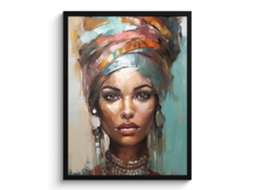 Poster Emoldurado Mulher - Arte - Joalharia - Retrato 60x80 Cm
