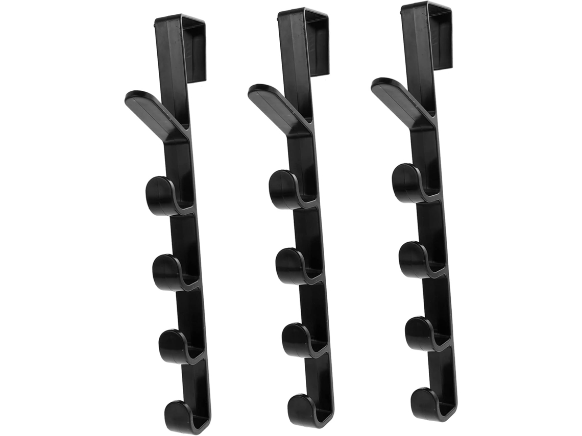 Cabideiro Com Cinco Ganchos, Conjunto De 3 Peças - Abs Preto