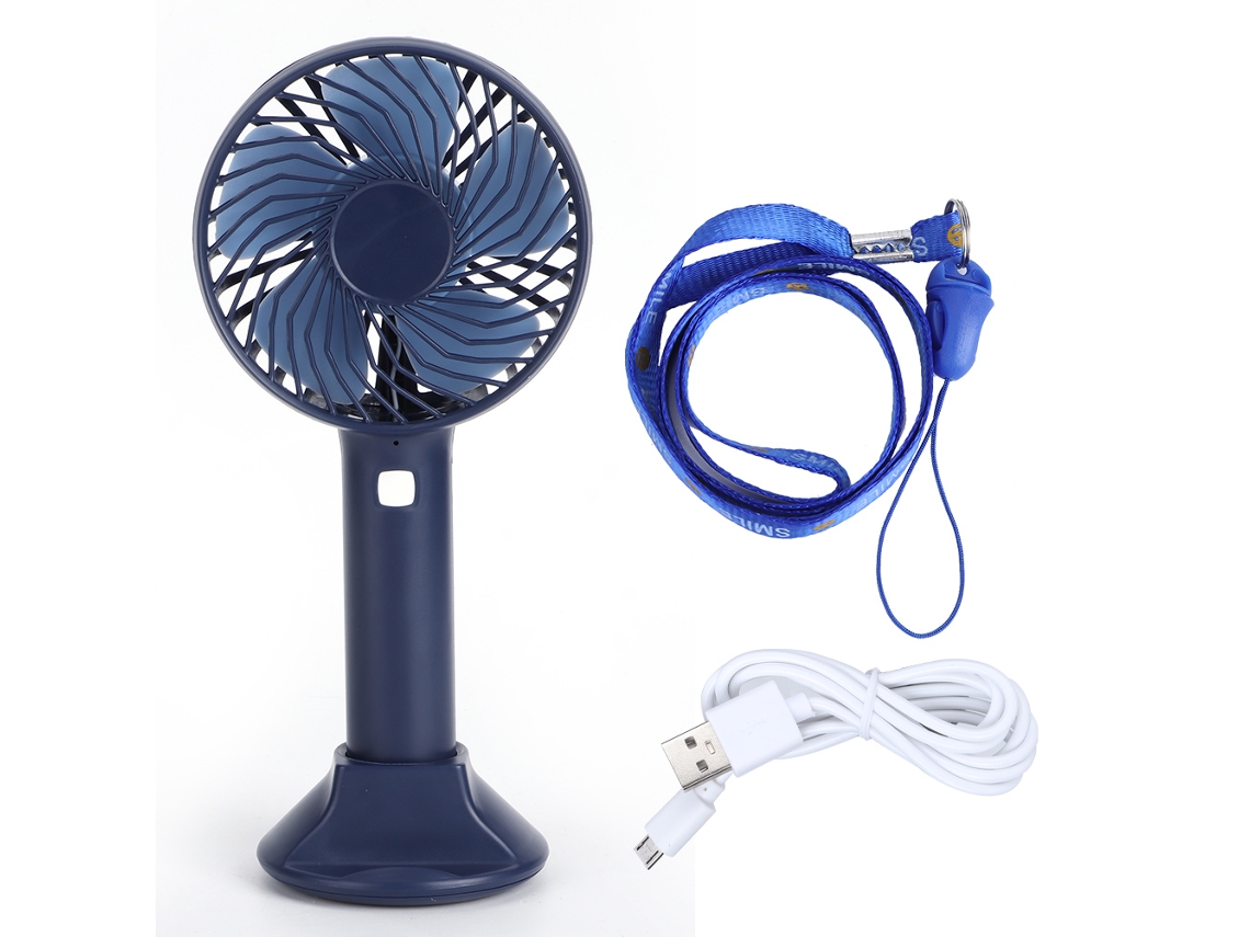 Ventilador Portátil Usb Azul Suporte Home Office