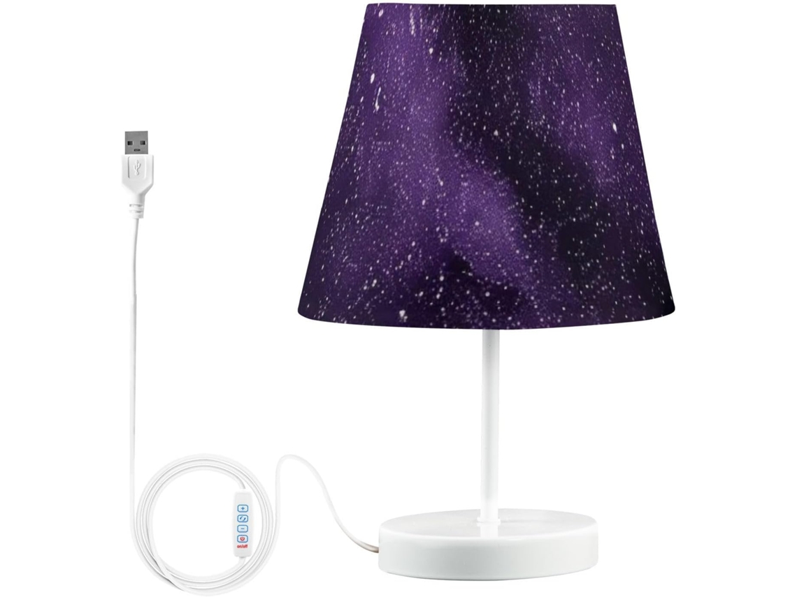 Luminária De Mesa Fantasy Purple Romantic Galaxy, 3 Modos De Iluminação, Luminária De Cabeceira Com Porta Carregamento