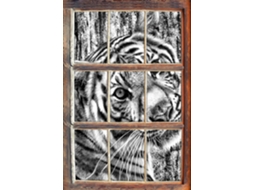 Adesivos Adesivos Efeito 3d Adesivo Tiger Sticker Decoração Murale Quarto E Sala 42x62cm