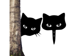Enfeites de Jardim com Gatinhos Pretos, Enfeites Decorativos para Gatos Decoração Externa de Metal para Jardim com CHABERLU