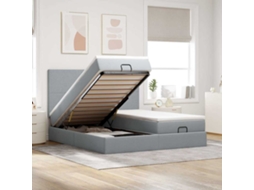 Vidaxl Estrutura De Cama Otomana Com Colchões Tecido Cinzento Claro