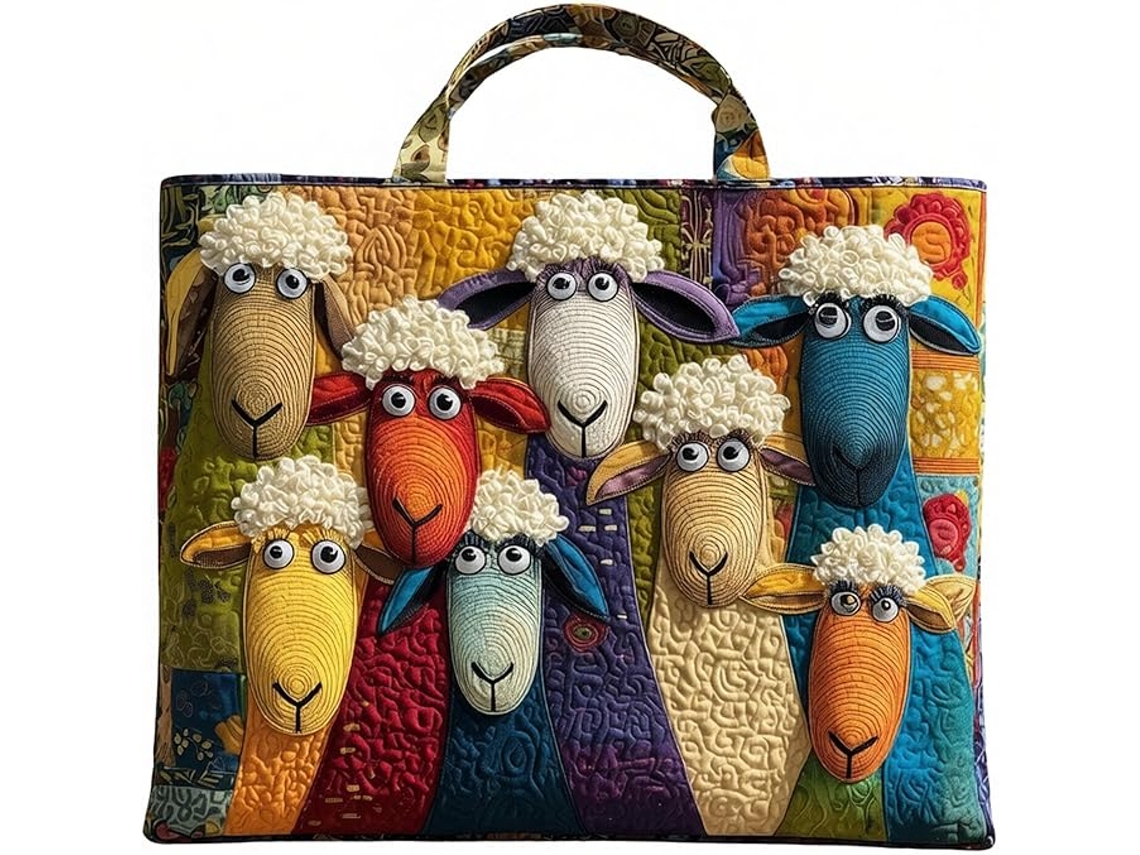 Sacola Tote AQUAFORGE, Estampa de Ovelha, Divertida, Compras