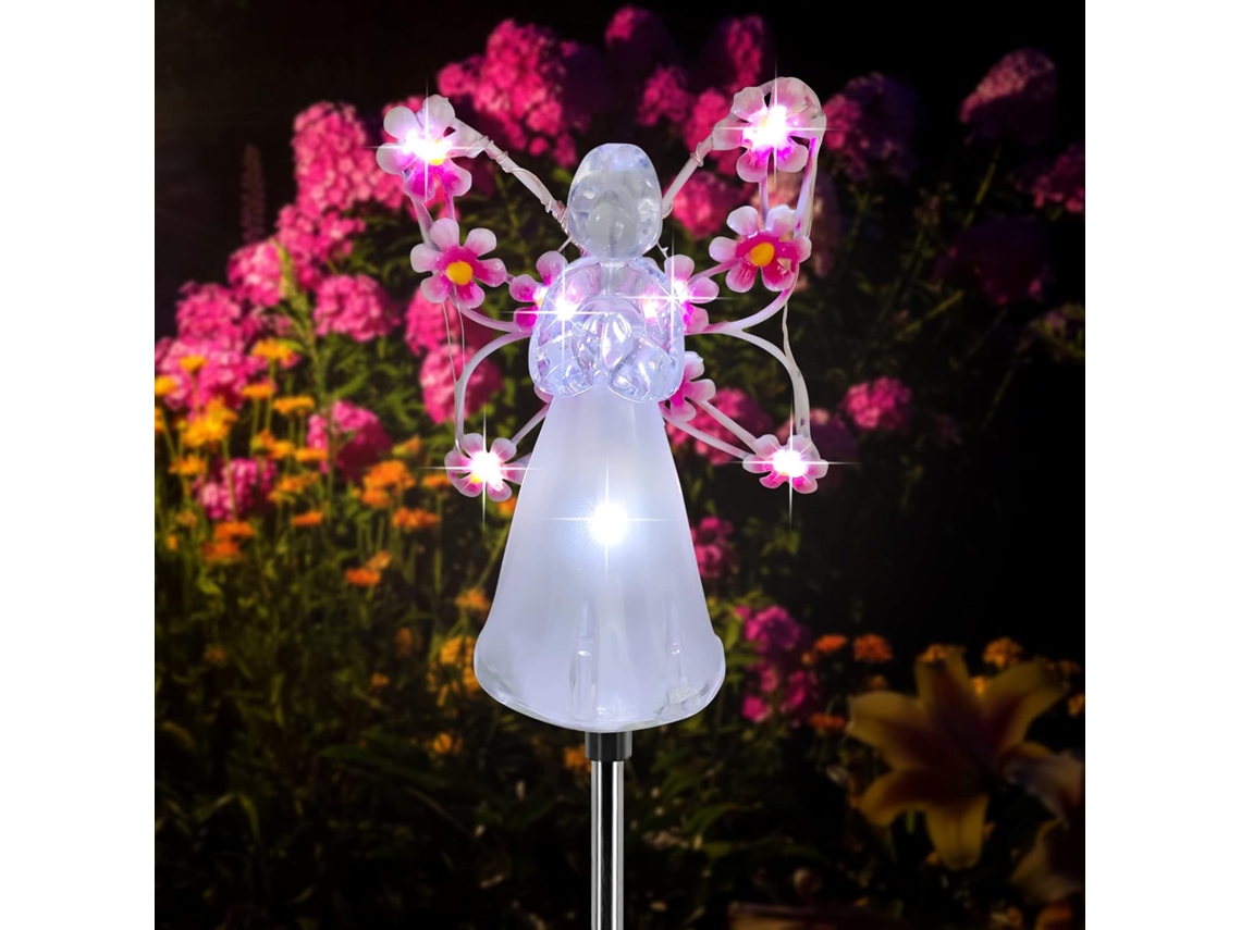 Kit com 1 Luminária Decorativa em Formato de Anjo Rosa IP65 para Jardim AQUAFORGE