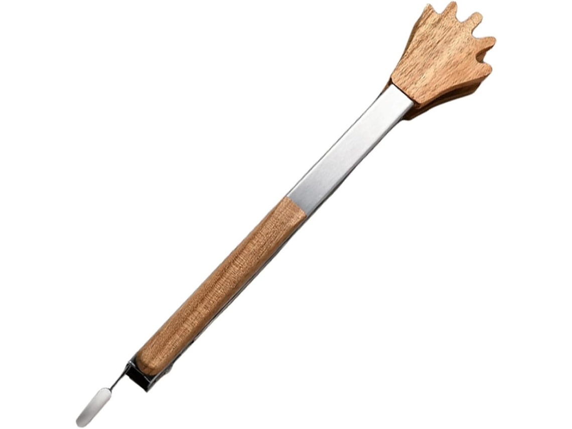 Pinça De Cozinha Jojofuny Em Madeira E Aço Inoxidável, 23cm, Resistente A Altas Temperaturas, Formato Criativo, Ideal