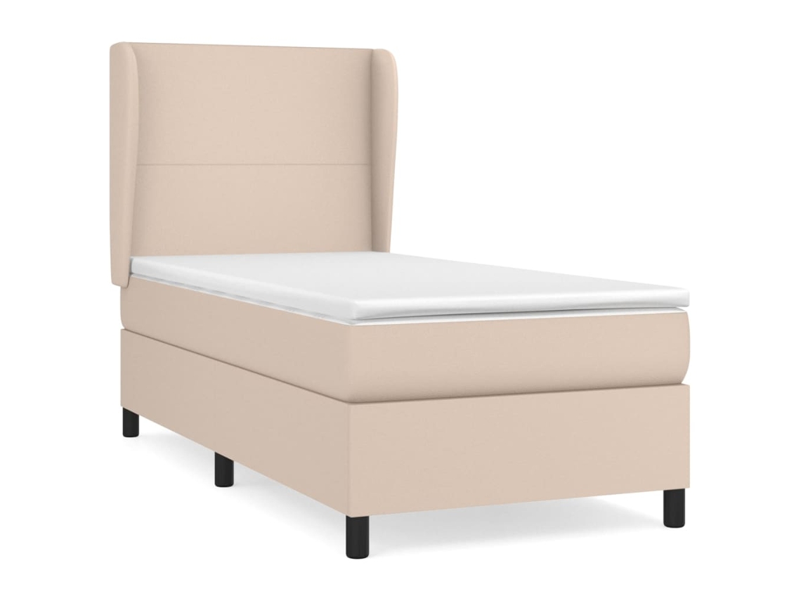 Cama com Molas Couro Artificial Cappuccino MAISON EXCLUSIVE 90x190 cm