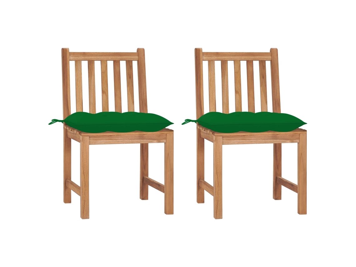 Vidaxl Cadeiras De Jardim C/ Almofadões 2 Pcs Madeira De Teca Maciça