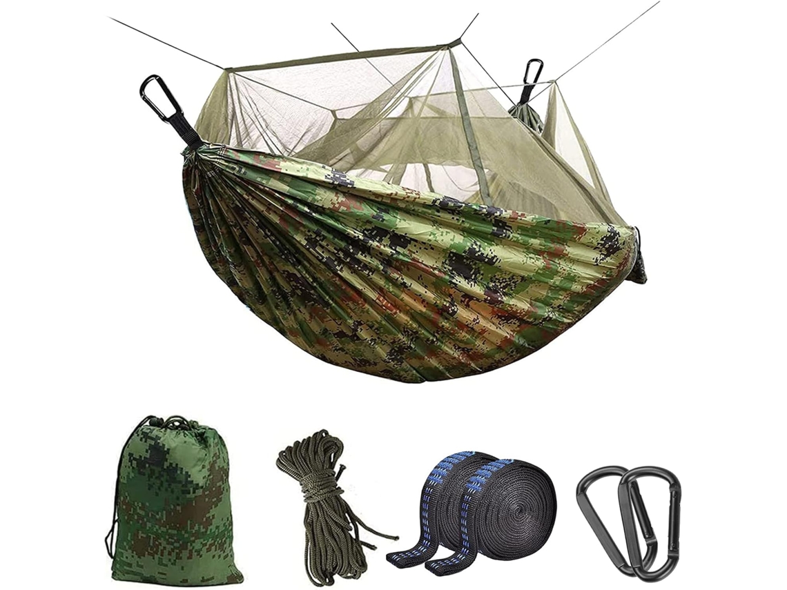 Rede De Acampamento Com Mosquiteiro Rede De Viagem Dupla/individual Ultraleve E Durável, 210t, Nylon Paraquedas Com Correias Para Árvores, Aquaforge