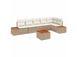 Conjunto 6 Sofá De Jardim Vidaxl Bege Vime Pe (319 X 154 X 85 Cm)
