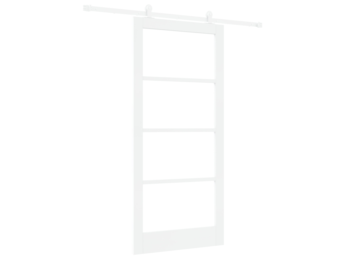 Porta Deslizante Com Conjunto De Ferragens Orkdalbranca Madeira Engenheirada E Vidro Vidaxl Branco Derivados De Madeira (93 X 202 Cm)