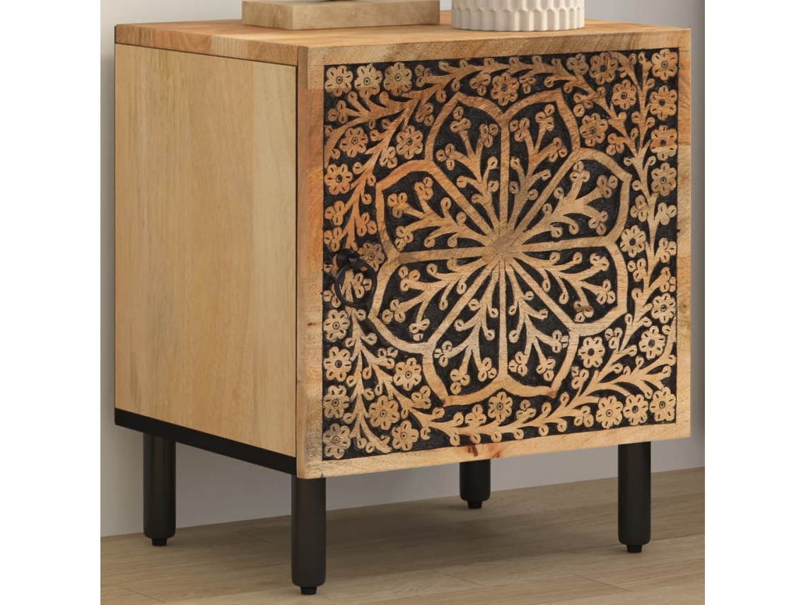 Vidaxl Mesa De Cabeceira 40x33x46 Cm Madeira De Mangueira Maciça