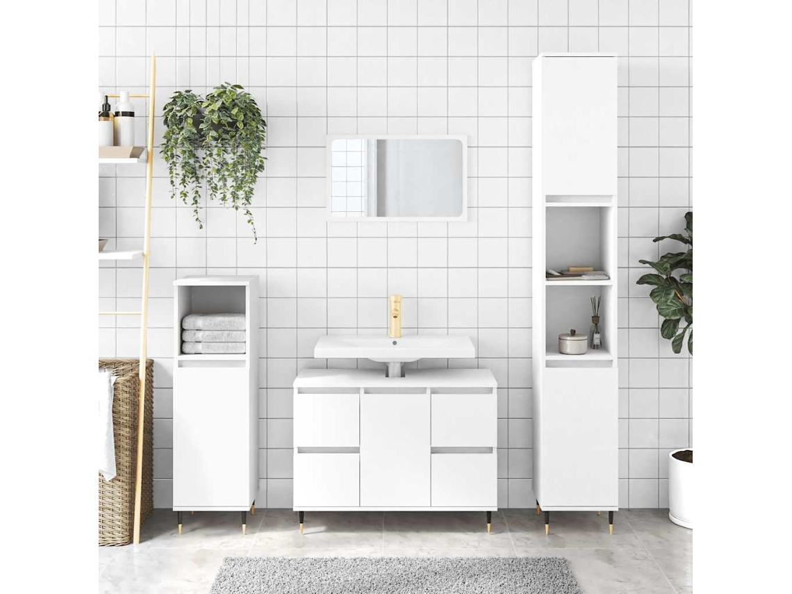 Vidaxl Armário De Casa De Banho 80x33x60 Cm Derivados Madeira Branco