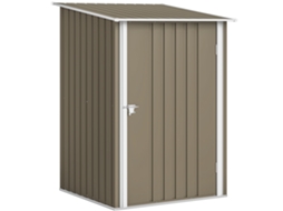 Casinha de Ferramentas, Aço Galvanizado, Porta, 100x104x160 cm, MARROM E BRANCA