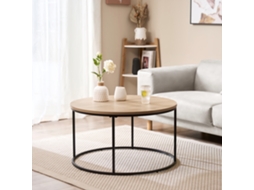 Round Kuhmoinen Center Table Mdf/ Metal 45 x Ø 80 cm de madeira/ efeito preto [EN.CASA]