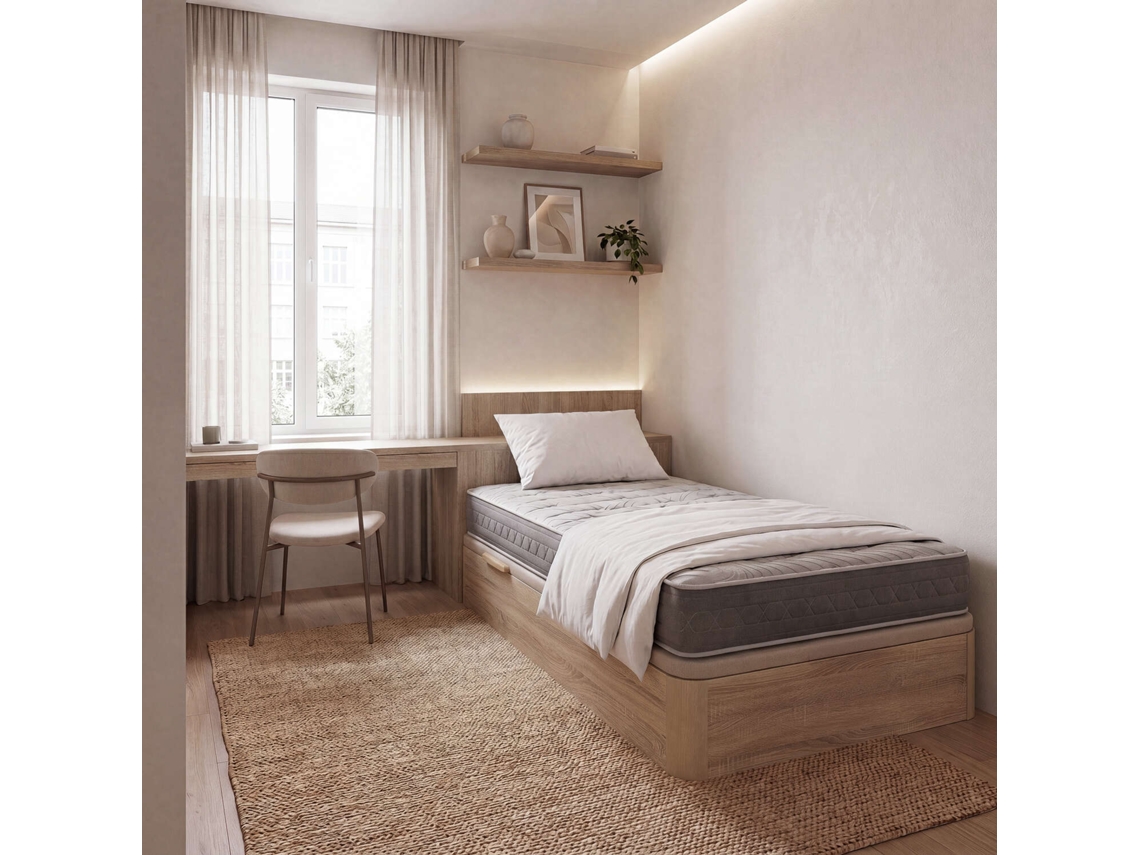 Sommier com Arrumação Lateral WHAT THE SLEEP Storage Bed - 135x190cm (31 Cm de Altura - Natural)