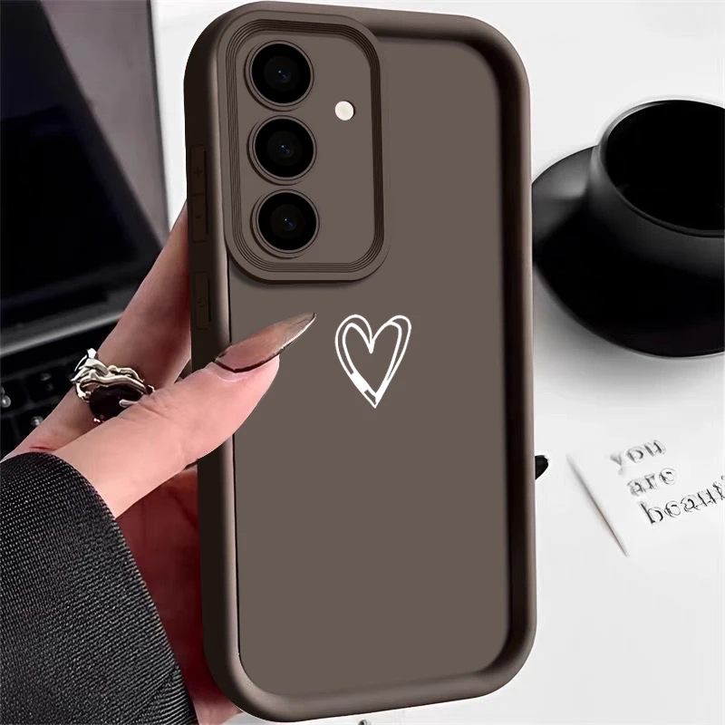 (marrom) Capa De Celular Em Tpu Simples Em Formato De Coração Para Samsung S25 Ultra