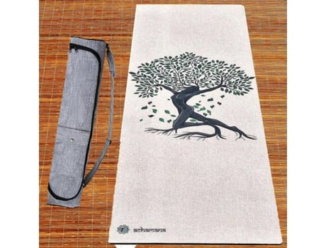 Tapete de yoga ACHAMANA de borracha natural e cânhamo 4,5 mm - Árvore da vida