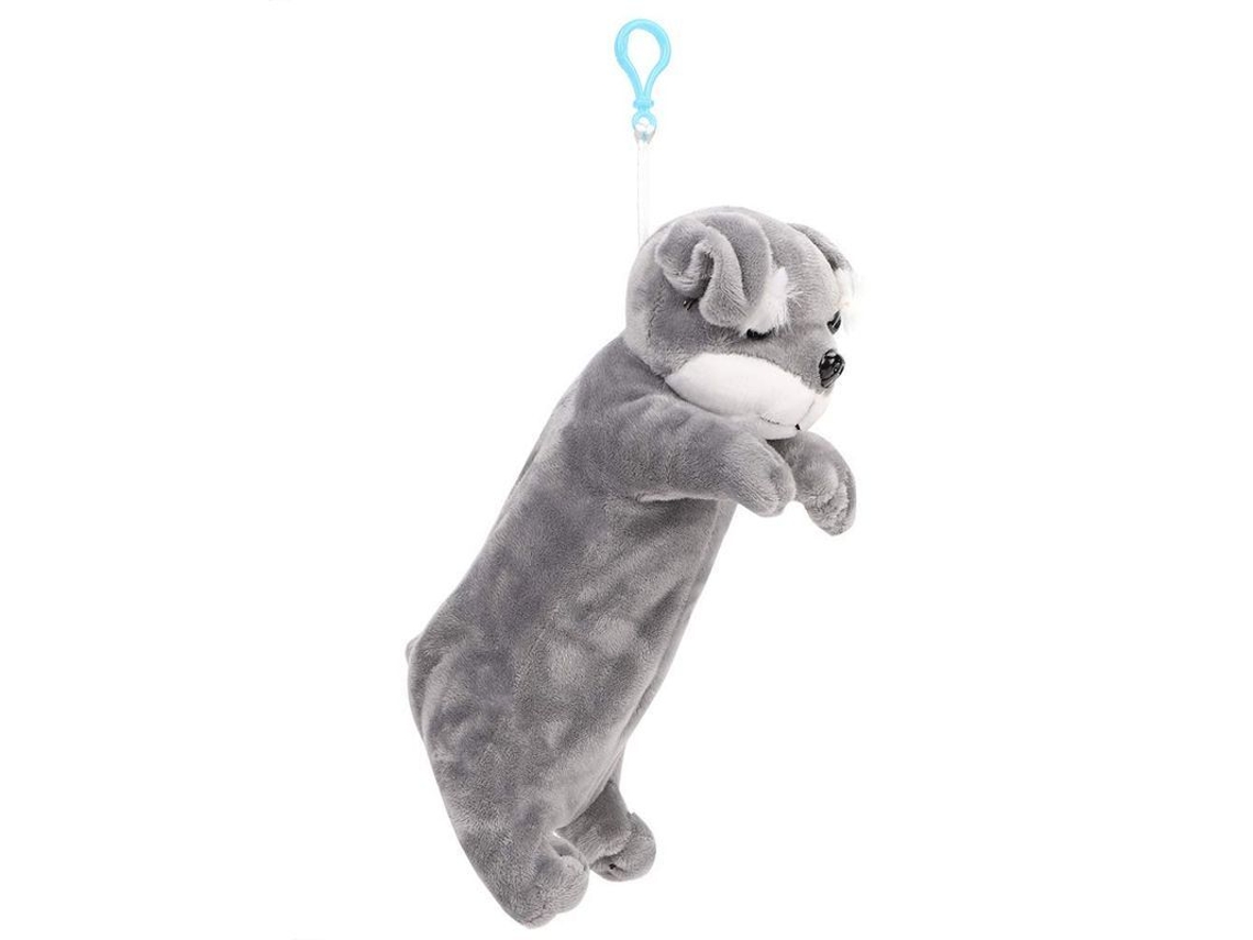 2026 estuche de Lápices de Peluche Linjou, Forma de Schnauzer Gris, Gran Capacidad Con Mango Y Hebilla