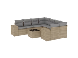 Maison Exclusive - 9 Pcs Conjunto De Sofás P/ Jardim Com Almofadões Vime Pe Bege