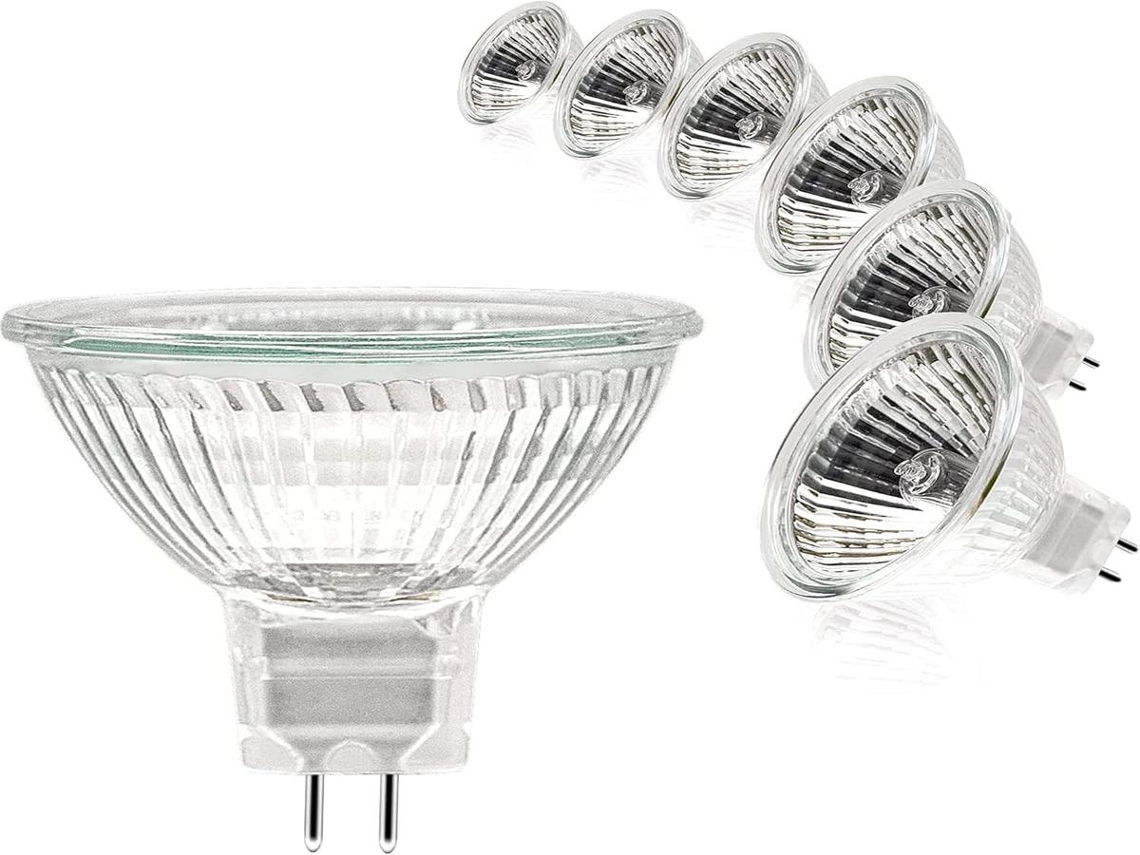 Lurelia Pack De 6 Lâmpadas Halógenas Mr16 Gu5.3 20w 12v 2700k 35graus, Branco Quente, Regulável, 2 Pinos, Para Casa