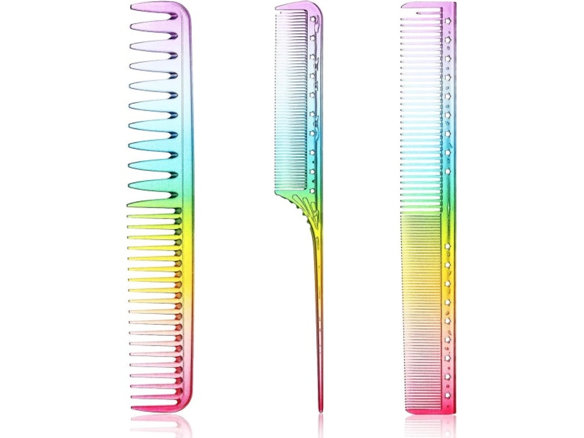 Pacote Com 3 Pentes De Barba Elysve Com Resistência Ao Calor Para Barba, Bigode E Acabamento Preciso