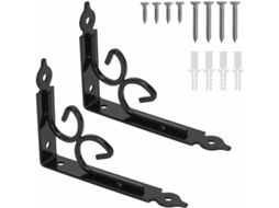 Suporte Para Prateleira, 2 Peças, Metal, Reforçado, Para Parede, Com Parafusos, 150 X 115 X 3 Mm, Preto