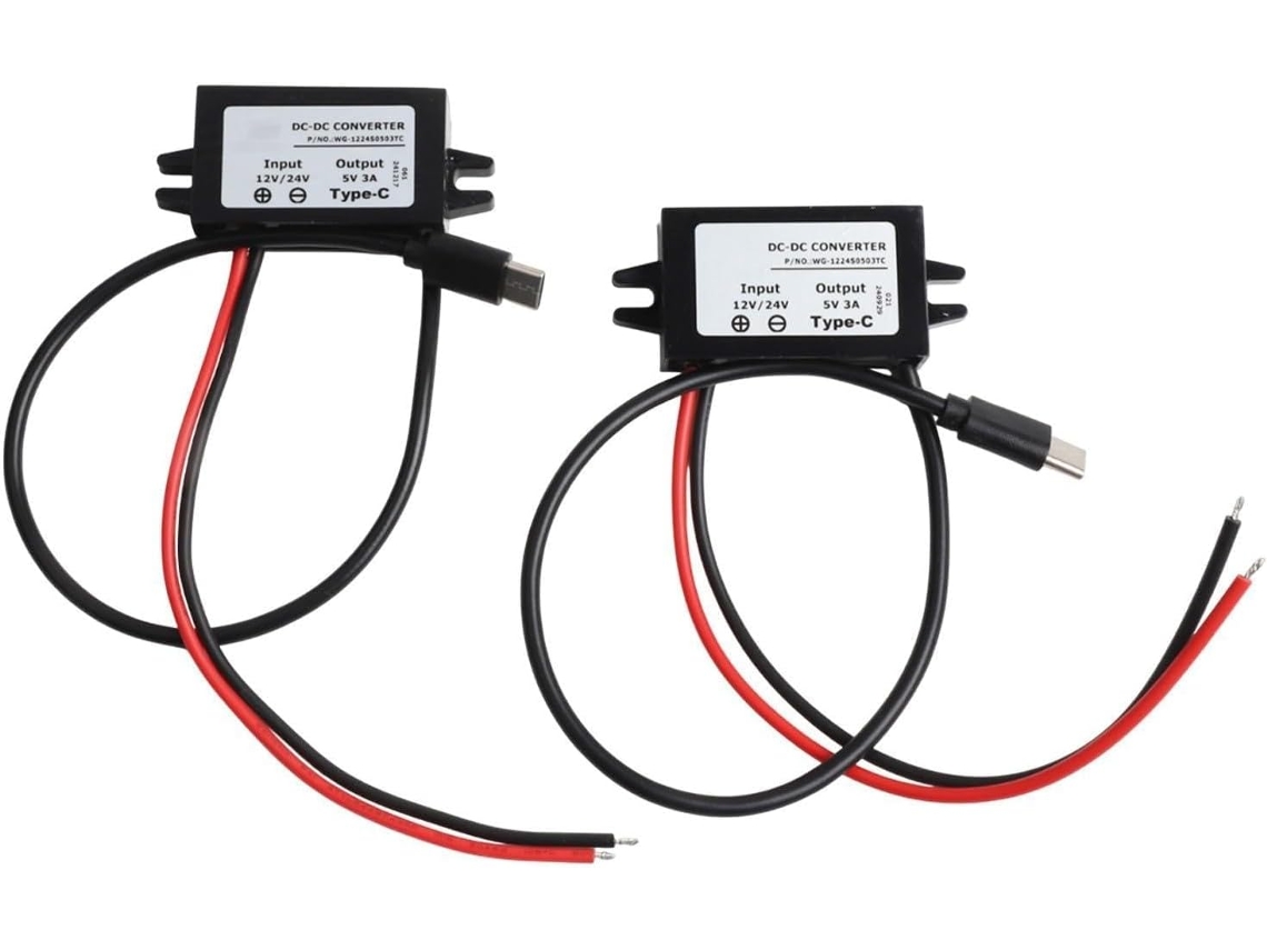Pacote Com 2 Conversores Dc-dc 12v/24v Para 5v Usb-c, 3a 15w, Módulo