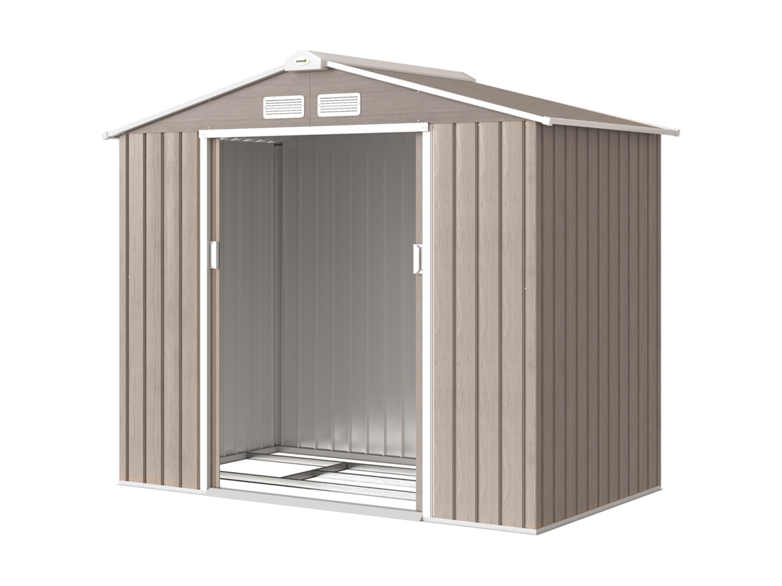 Galpão de Jardim 2,42 m² 213x130x185 cm S/MARCA com 2 portas deslizantes, telhado inclinado e efeito madeira