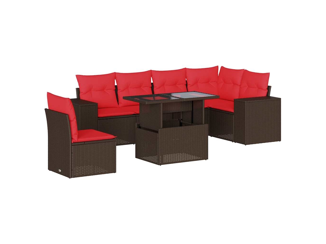 Conjunto de Sofá de Jardim, 7 Peças, Almofadas, Rattan Preto MAISON EXCLUSIVE