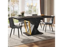 Mesa Jantar Extensível 110-140cm Preta 6 Pessoas