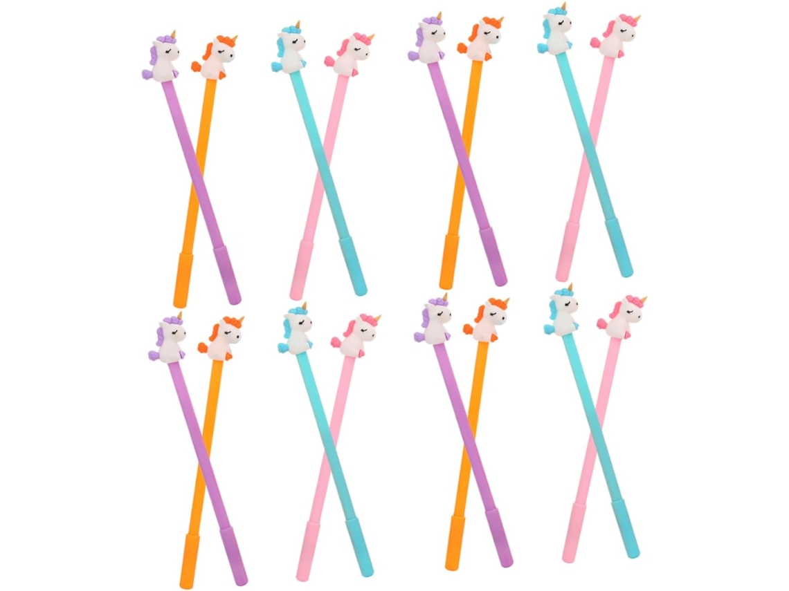 Conjunto De 16 Canetas Em Gel Com Unicórnios Fofos, Cores Pastel,