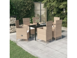 Vidaxl 7 Pcs Conjunto De Jantar Para Jardim Com Almofadões Bege