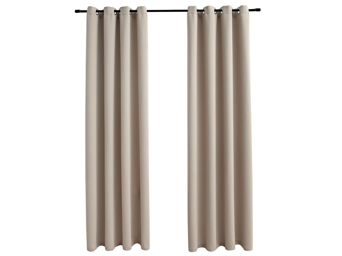 Maison Exclusive - Cortinas Blackout Com Argolas Em Metal 2 Pcs 140x175 Cm Bege