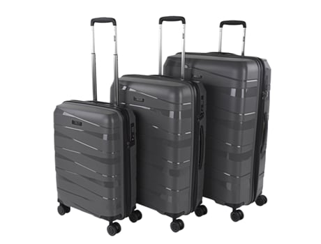 Conjunto de Malas Rígidas Pp JASLEN Stuttgart Marrom Metálico 48X75X29 Cm 92L