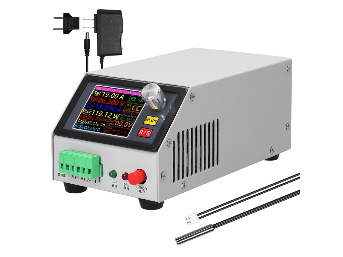 Carga Elétrica Digital YURU 2.4 Polegadas 150V 20A 150W com Modos CC/CP/CR, Calibração e Proteções