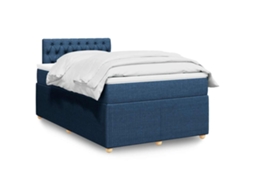 Vidaxl Cama Boxspring Com Colchão 120x190 Cm Tecido Azul