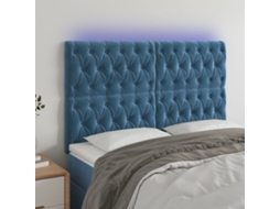 Cabeceira Camapainel De Cabeceira C/ Luzes Led Veludo 160x7x118/128cm Azul Escuro Lovely Home