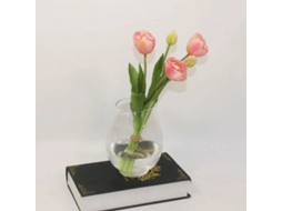 Tulipas Duplas Realistas Tulipa Francesa Rosa de 40 Cm Flores Artificiais em Látex de Seda AQUAFORGE