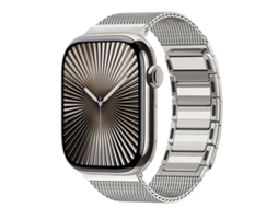 Bracelete Para Apple Watch 46/49/45/44mm - Aço Inoxidável Magnético Com Formato I Dourado Titânio