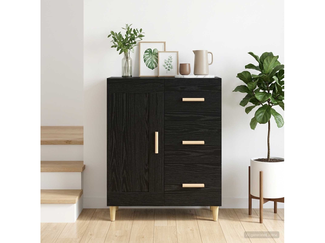 Vidaxl Buffet Carvalho Preto 69,5 X 34 X 90 Cm Derivados De Madeira