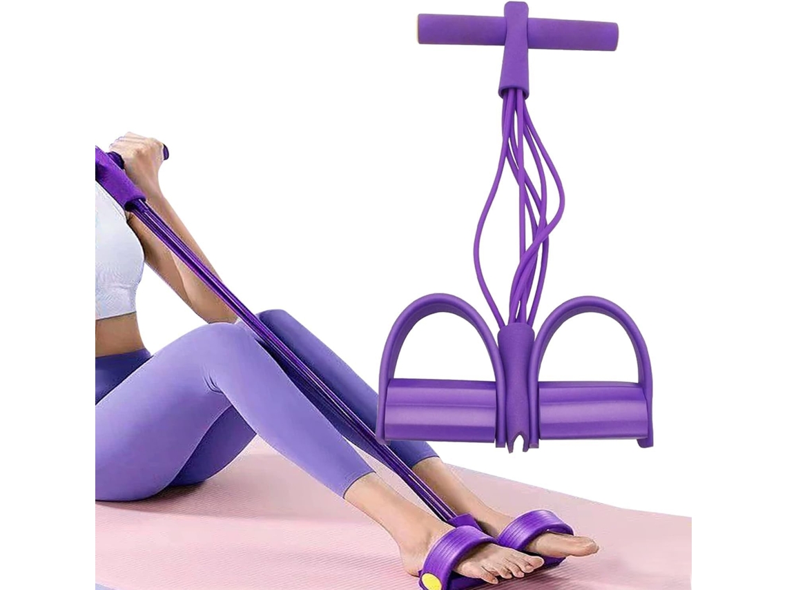Aparelho De Ginástica Para Casa Faixa Elástica Resistência Com 6 Tubos E Pedal Multifuncional Exercícios